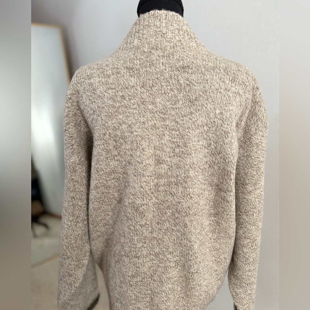 Vintage 80s J.J. Cochran Wool Henley Sweater Oatmeal Chunky Knit L - Picture 7 of 11